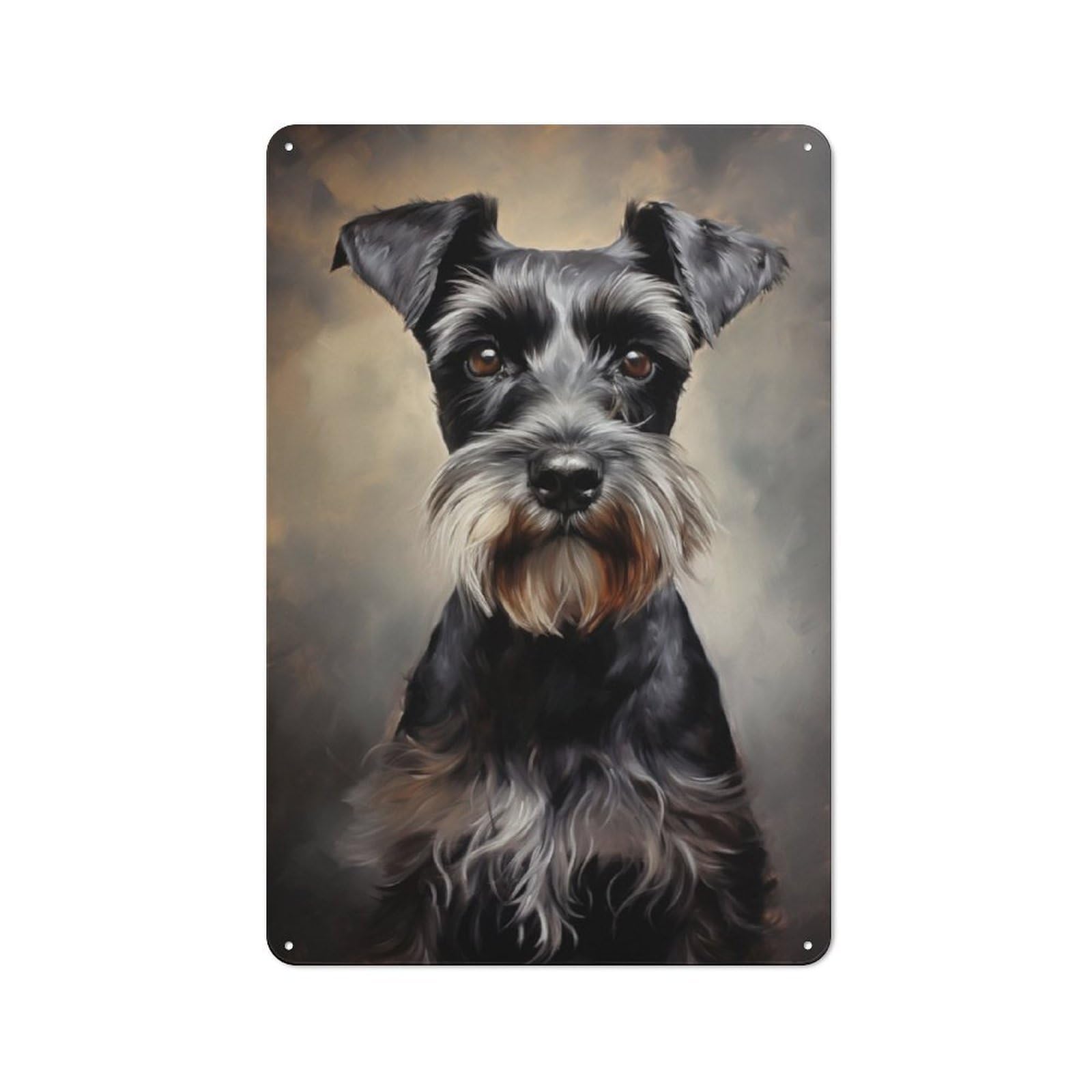 Junmoney Black Miniature Schnauzer Portrait Vintage Metal Plaque 30X20cm Featuring For Garage Wall, For People Furnishing A Garage