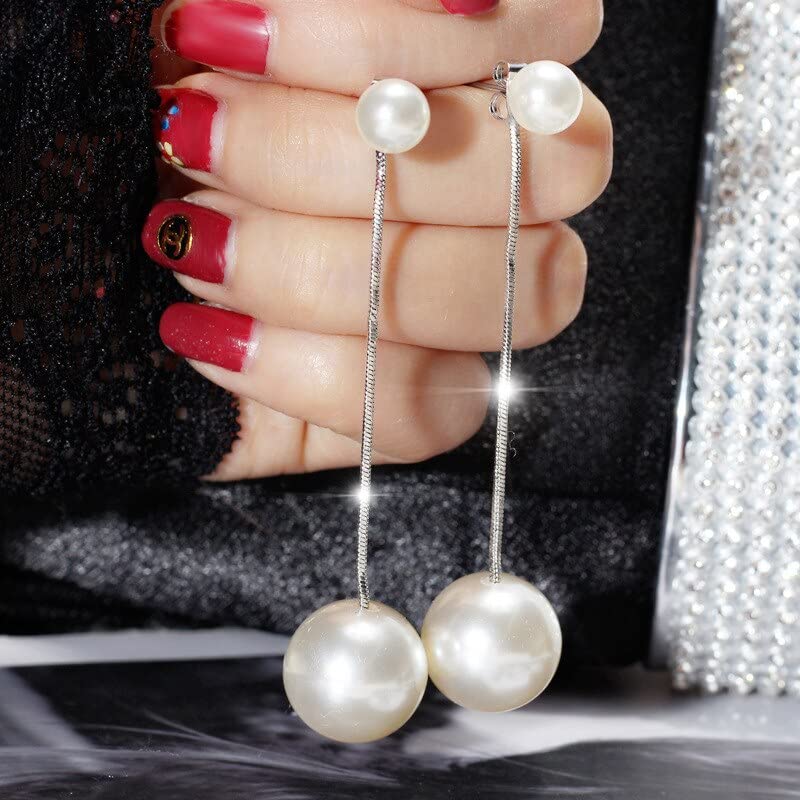 Boucles d'oreilles Longues en Argent et perles suspendues le cadeau idéal