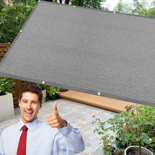 Voile d'ombrage extérieur gris clair 330x400 rectangle perméable balcon - 2