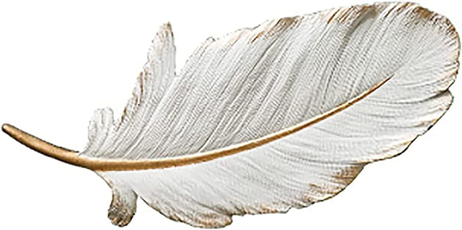 Décor mural en plumes en résine blanche et dorée pour salon moderne