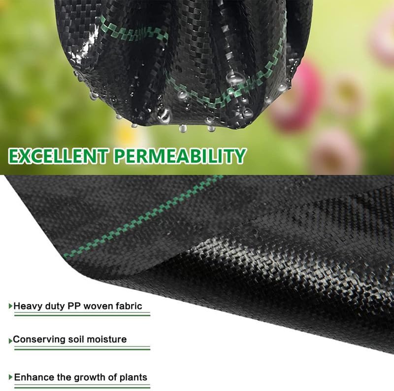 Miniatura 3 de GLIWEN Tela de barrera de malezas de 3 pies x 100 pies, resistente, alfombrilla de jardinería de alta calidad, tela tejida para control de malezas