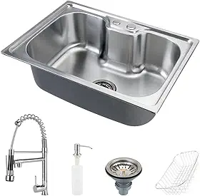 Cuba para Cozinha Gourmet Pia Aço Inox com Acessórios Nawa e Munim, Prata, 50 cm, Pingoo.Casa
