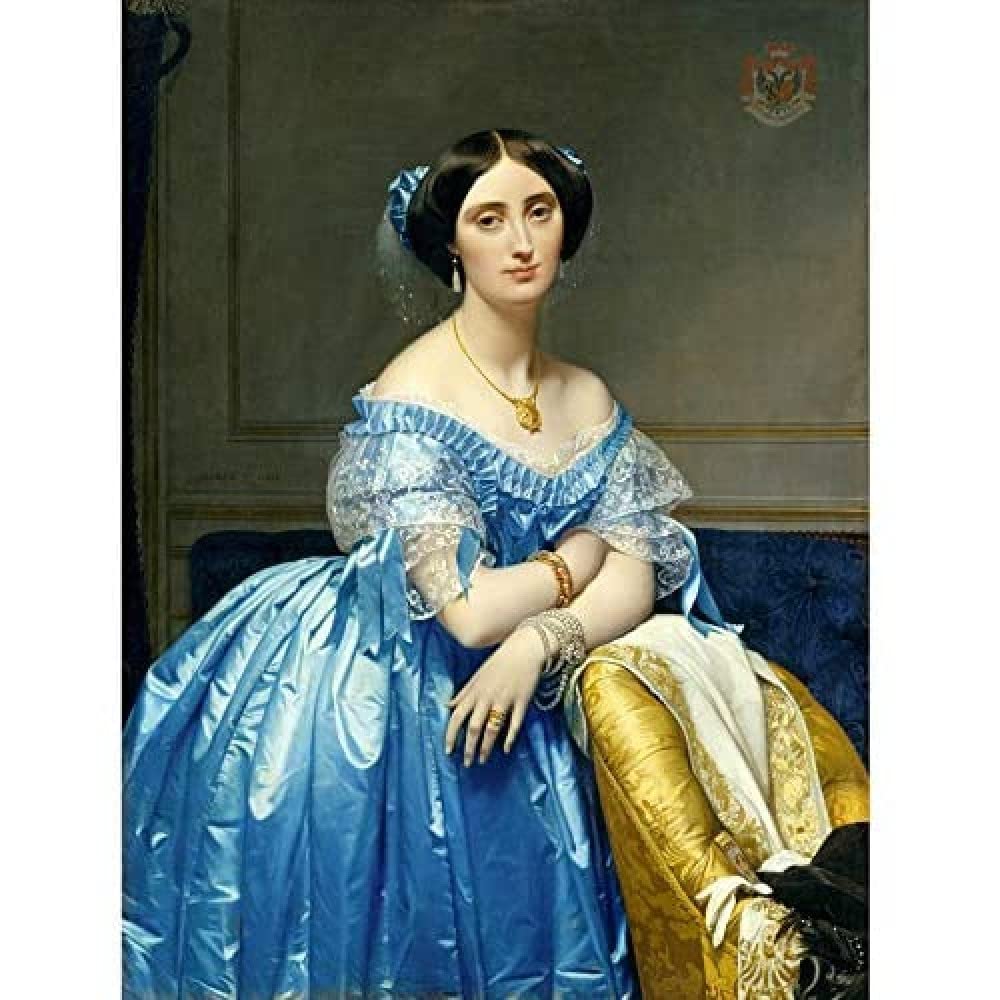 Artery8 Ingres Portrait Princess De Broglie Painting Art Print Canvas Premium Wall Decor Poster Mural