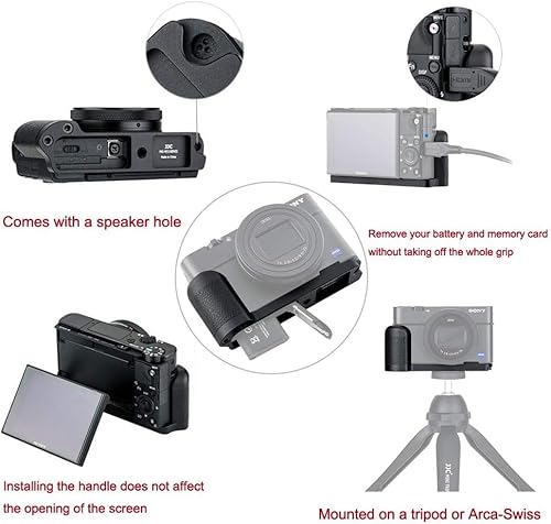 JJC 金属 ハンドグリップ Sony RX100 VII RX100M7 専用 電池交換便利 ホールド感を高める