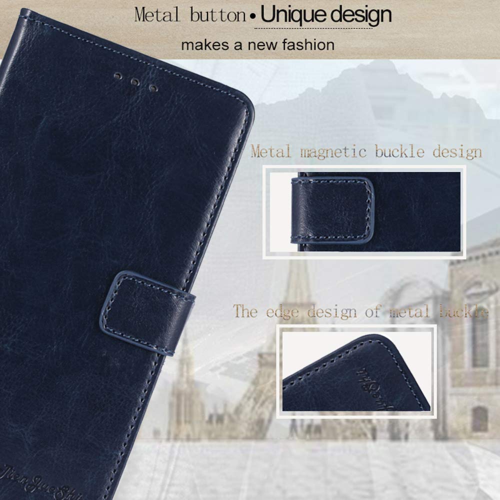 Étui Portefeuille Cuir PU Rayé Compatible Artfone Smart 500 - Coque Fine Rabat Magnétique Bleu