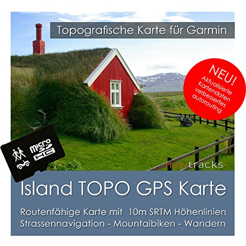 Island Garmin Karte TOPO 4 GB microSD. Topografische GPS Freizeitkarte für Fahrrad Wandern Touren Trekking Geocaching und Outdoor. Navigationsgeräte,