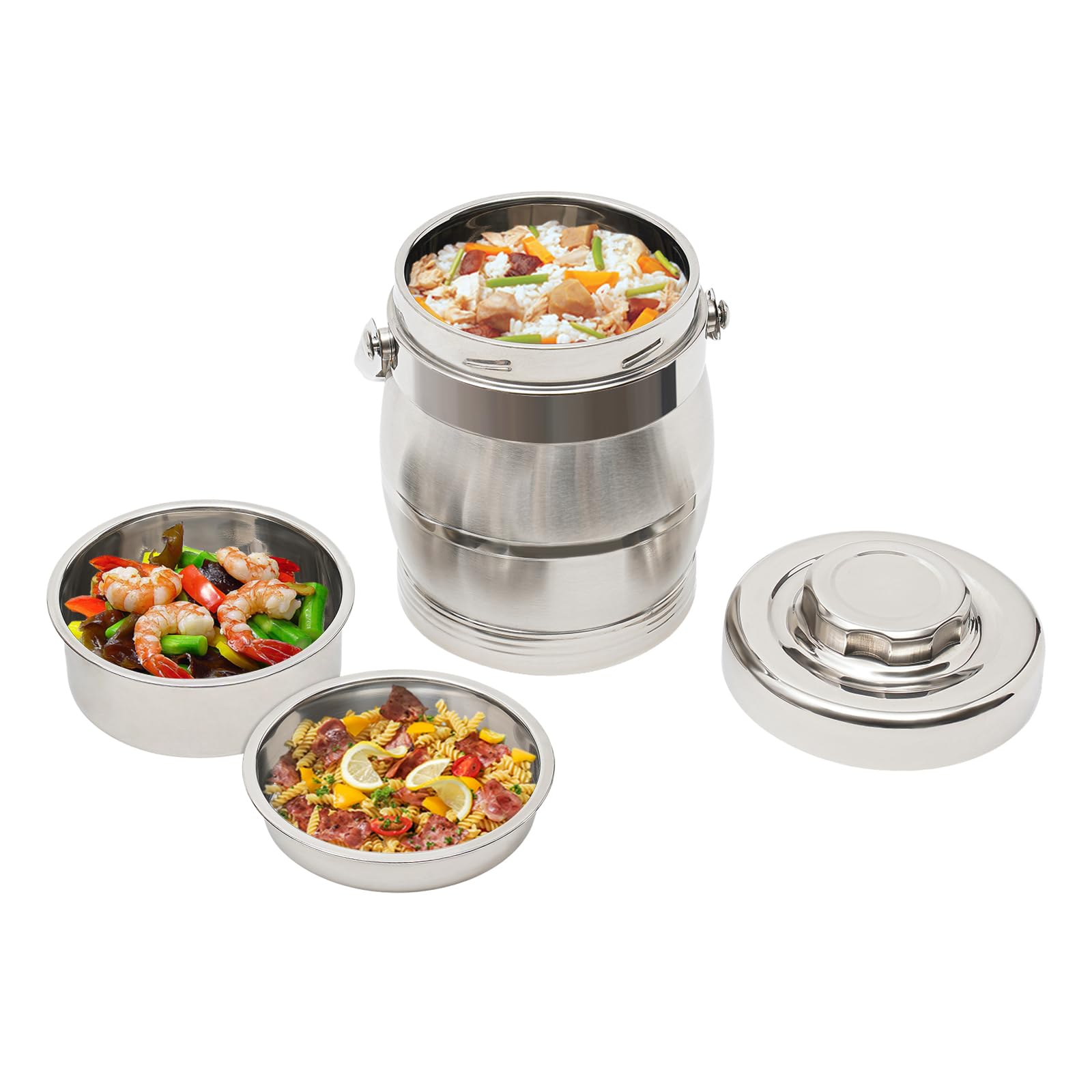 Fiambrera aislada de acero inoxidable, diseño de 3 capas, 1,4 l, capacidad térmica, recipiente para alimentos caliente y frío, para oficina, escuela, exterior, a prueba de fugas, apto para