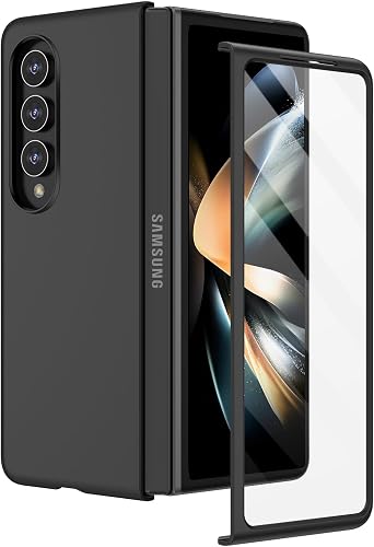Ruky for Galaxy Z Fold 4 Case ، غطاء كامل الجسم مع واقي شاشة مدمج كمبيوتر صلب فائق النحافة مضاد للخدوش مقاوم للصدمات لهاتف Samsung Galaxy Z Fold 4 ، أسود