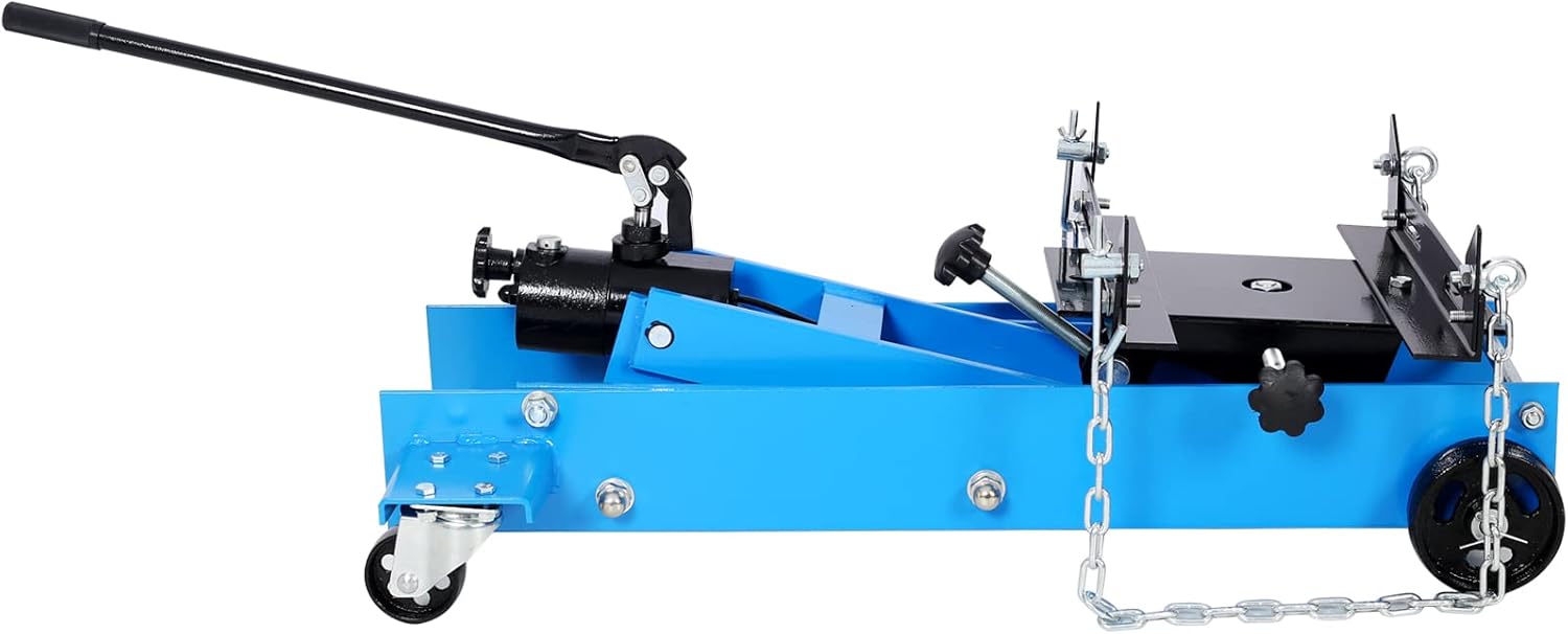 Hydraulic Transmission Jack Low Profile Service Lift Floor Jack Transmission Hoist Adjustable Saddle Universal Mounting Hand Pump 1 Ton 2200 lbs Capacity Steel Blue
