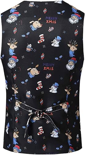 Vista 5 de Stoota Chaleco de Navidad para hombre, suave, casual, ajuste regular, lindo estampado, S-2XL
