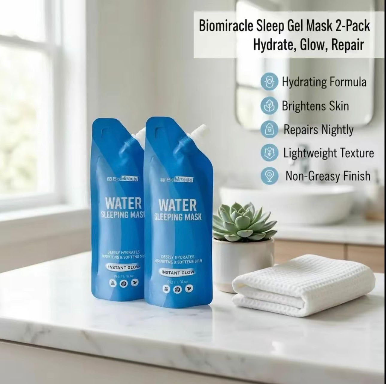 Amazon.com : BioMiracle Water Sleeping Mask 2 Pack - Hydrating