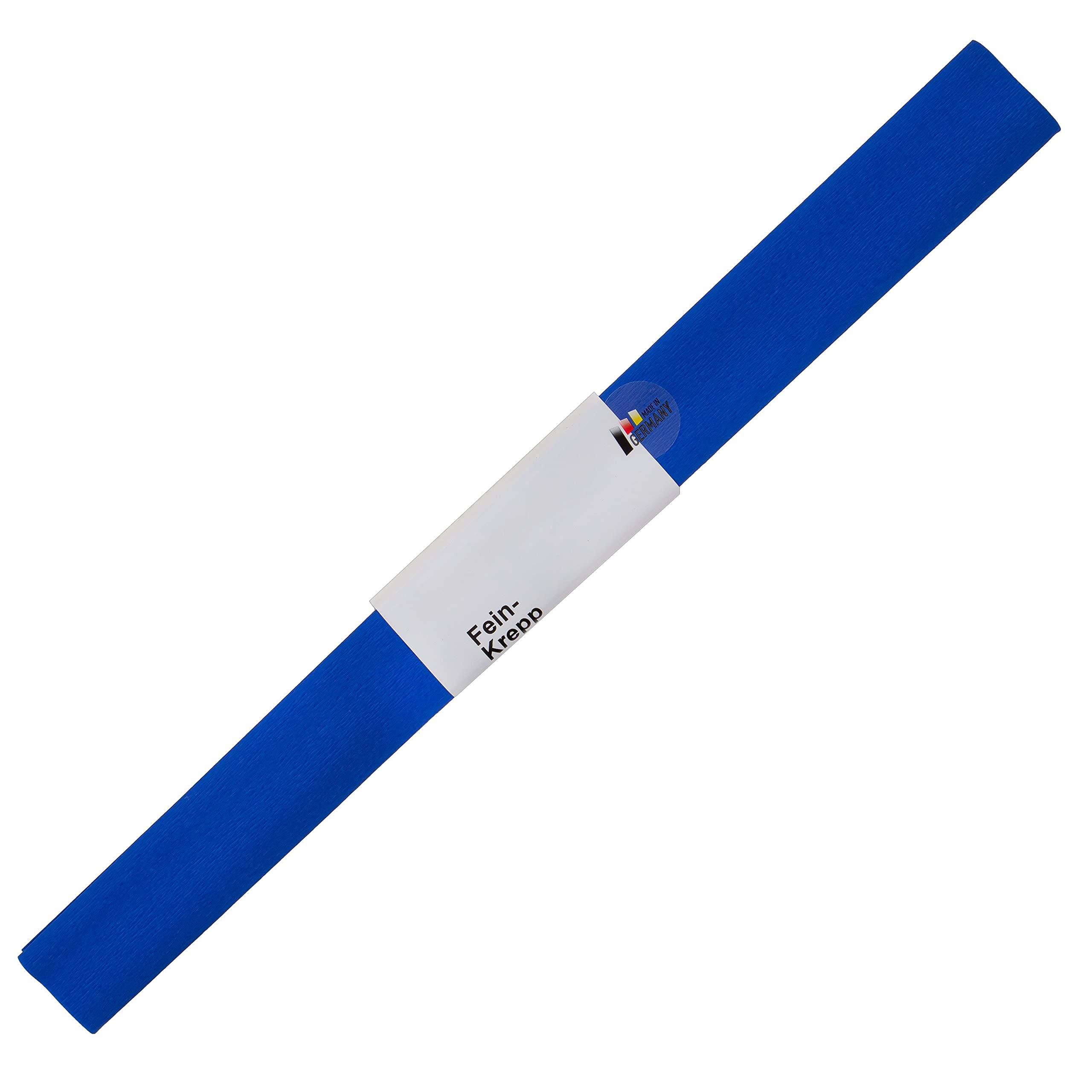 folia 820128 Crepe Paper, 10 Rolls in Brilliant Blue, Each Roll Approx. 50 x 250 cm, 32 g/m², Very Elastic and Thin Paper