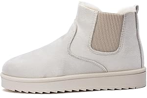 Women's Ankle Boots Warm Fur Lining Waterproof Outdoor Slip-On Winter Snow Booties with Fur