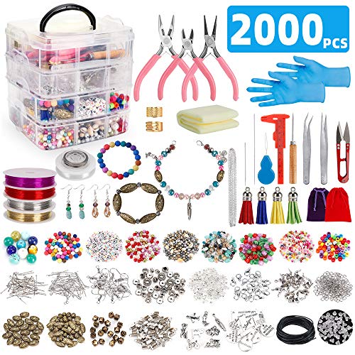 Jewelry Making Kit,Jewelry Making Supplies Includes Jewelry Beads,Charms, Findings,Pliers and Beading Wire