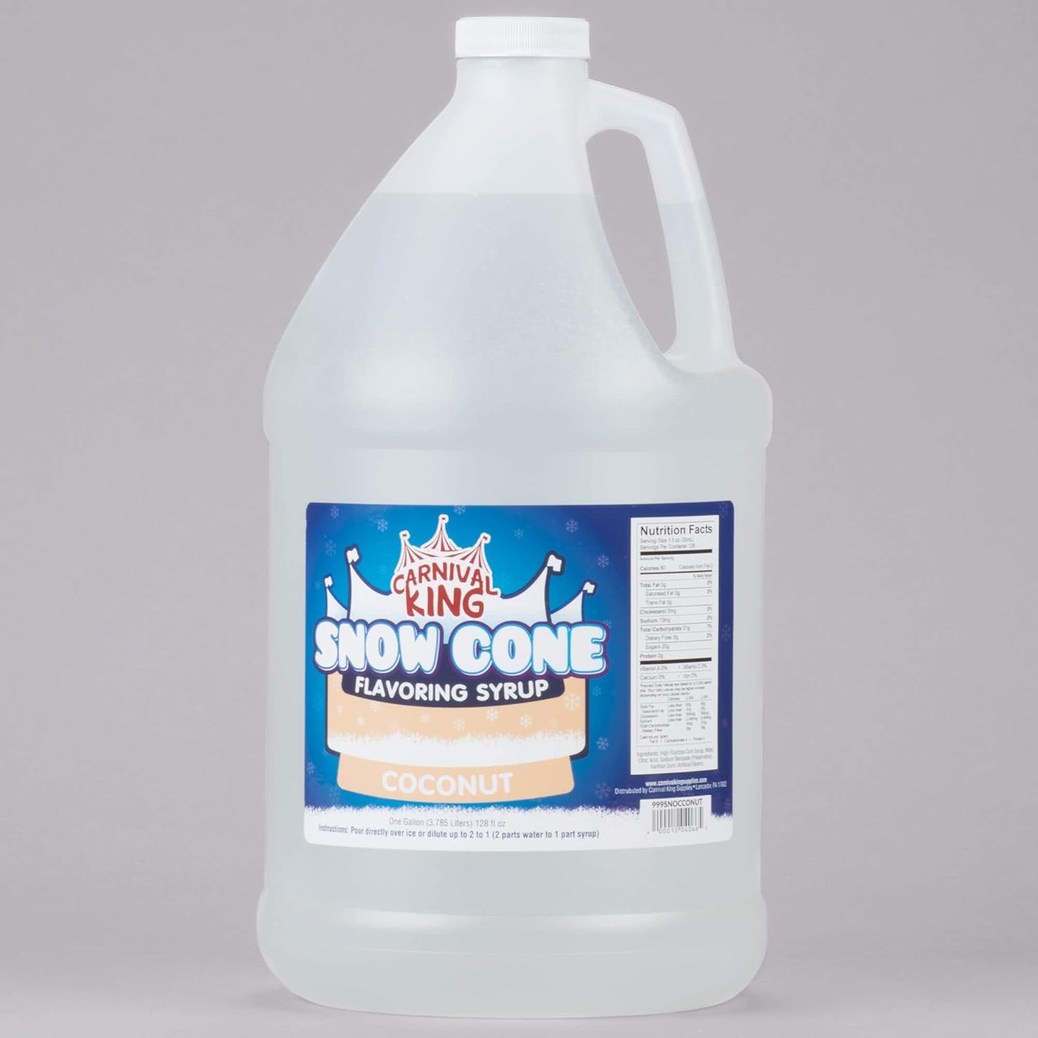 Snow Cone Syrup, Flavored Syrup for Snow Cones and Shaved Ice (Coconut, Each)
