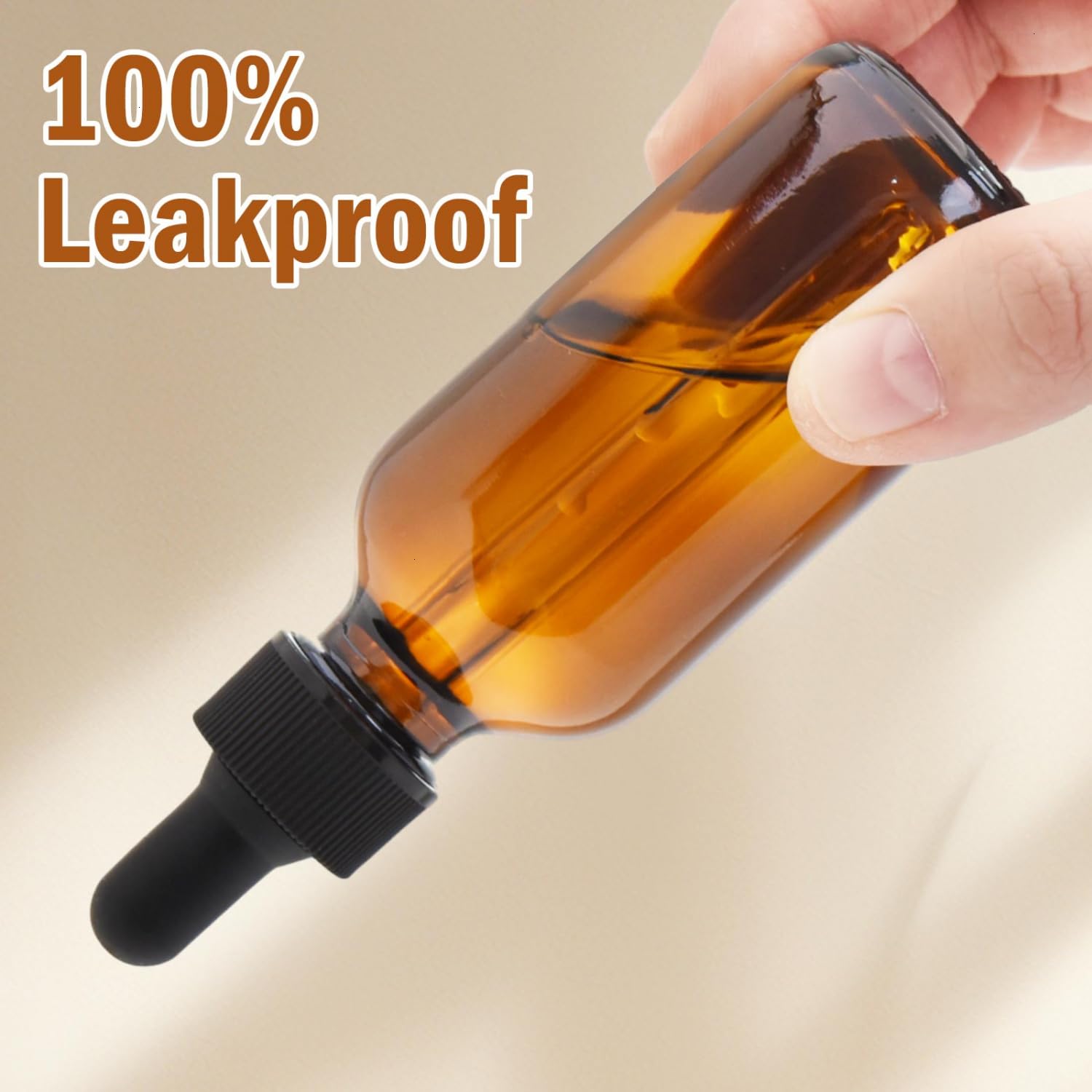 June Fox Glas-Tropfflasche, 57 ml, bernsteinfarbene Glasflaschen mit Glaspipetten und schwarzem Deckel für ätherische Öle, Laborchemikalien, Parfüm, 80 Stück
