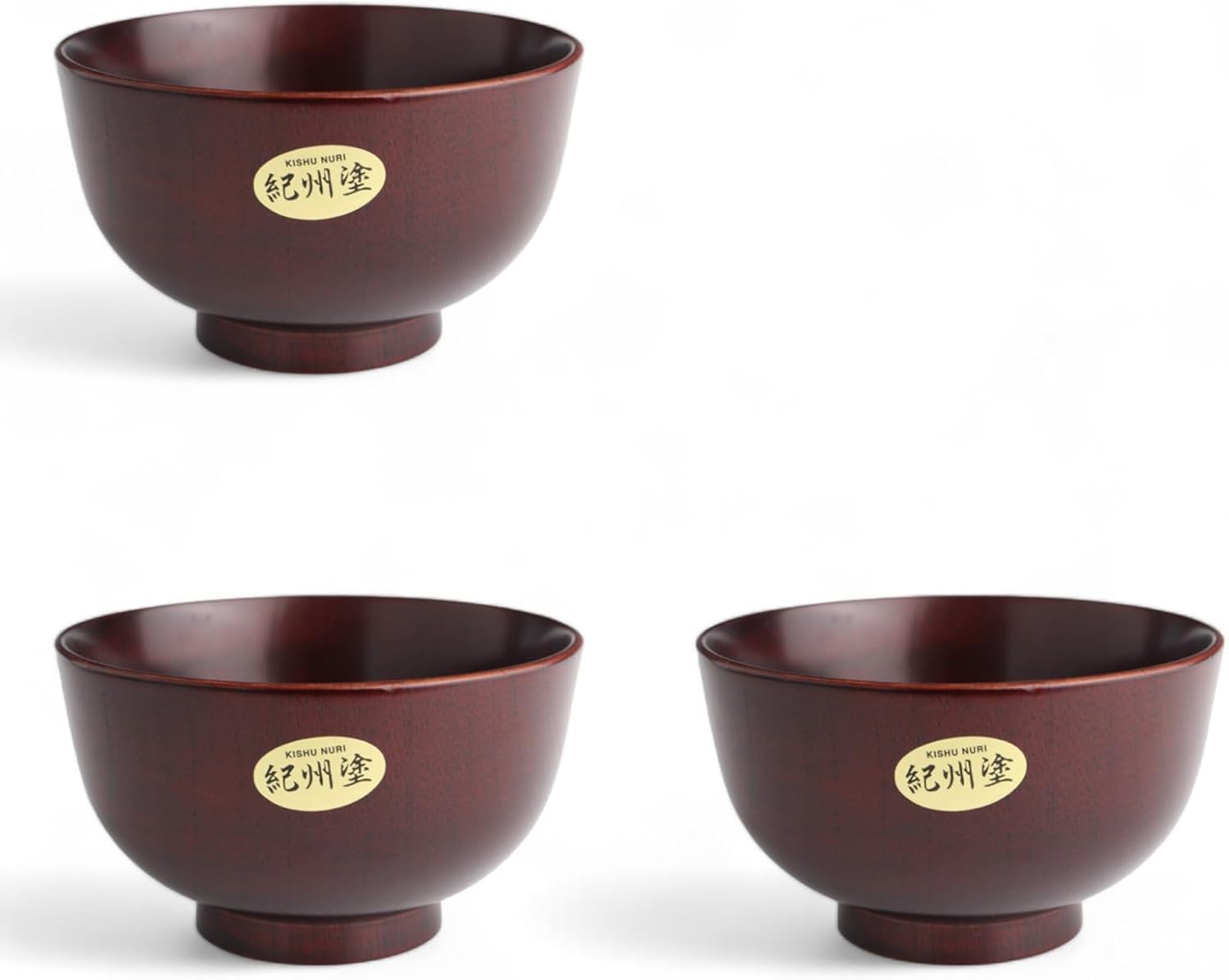 J-kitchens Miso Soup Bowl, Wooden, Kishu Lacquer, Koya, Set of 3, 4.5 x 2.8 inches (11.5 x 7 cm)