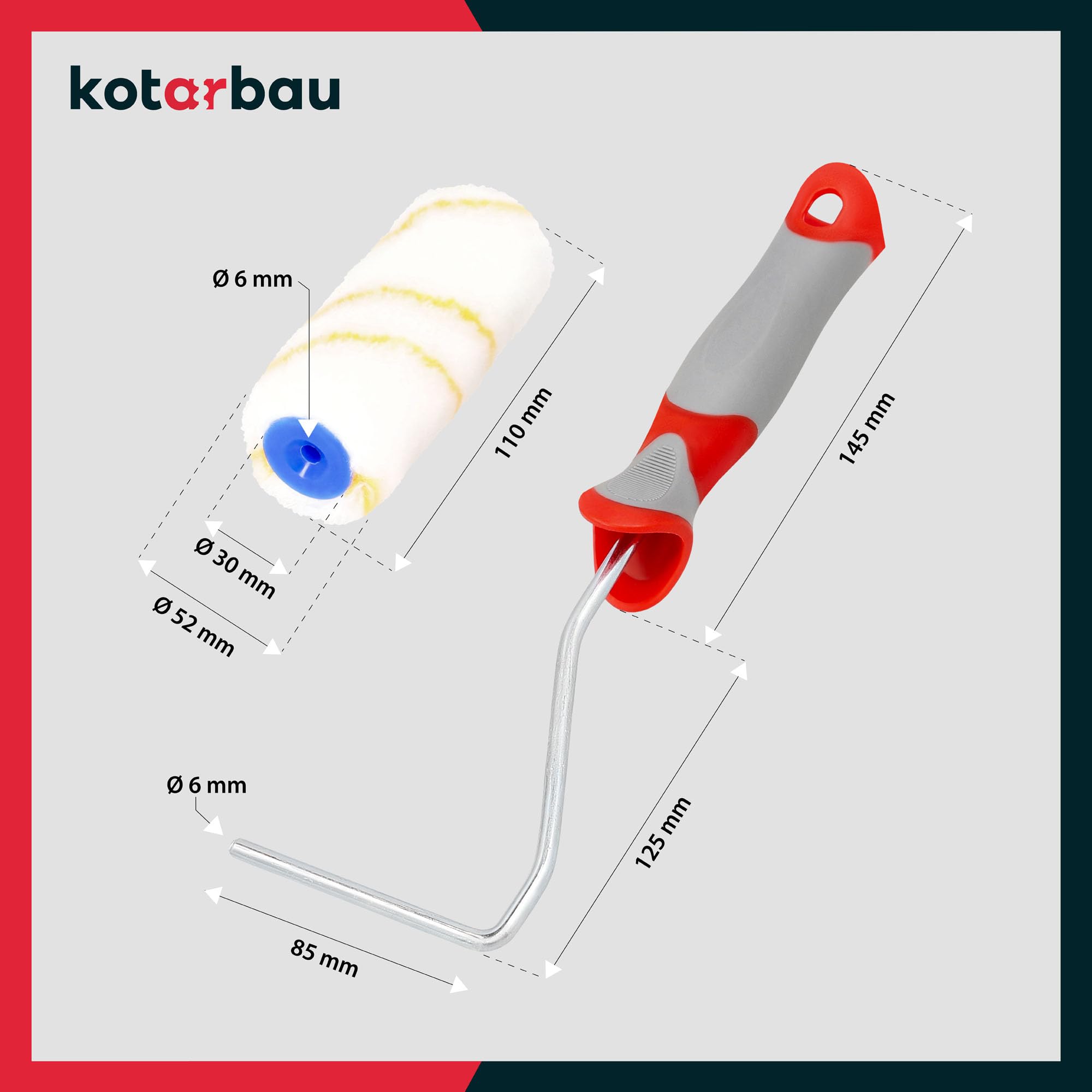 KOTARBAU® Lot de 10 rouleaux de peinture - Avec manche en caoutchouc - Pour travaux de peinture et de rénovation - 100 mm
