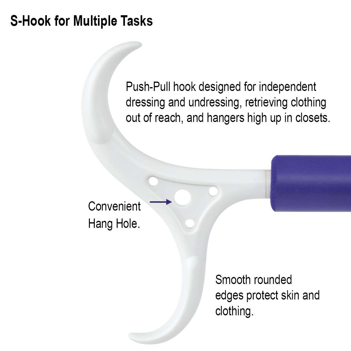 Amazon.com: 4-in-1 Dressing Stick- 24" Dressing Pal. Long Handled Shoe  Horn, Reach Hook, Sock and Shoe Remover. Full Length Cushioned Grip  Mobility Aid for Seniors, Elderly, Disabled, Surgery Rehab. : Health &