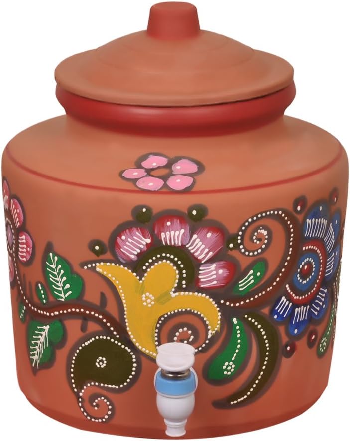 BROWNCLAY Water Pot (8LTR).Earthen Water pots Mitti ka Matka are unglazed, Handmade,Non Toxic and are Made on Potters Wheel