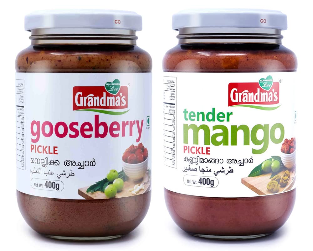 Grandmas Authentic Kerala Style Gooseberry Pickle - Tender Mango Pickle Combo