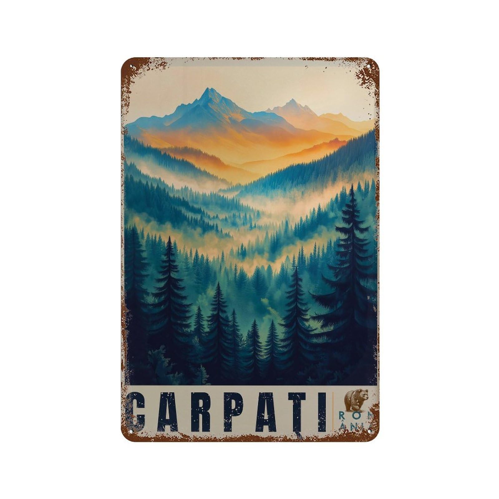 xiaoxiaoshen Carpathian Mountains Travel Romania Forest (2) Wall Decor Art Metal Tin Poster Modern Home Decor Art Home Bar Shop Decorations Vintage Sign 30x20cm