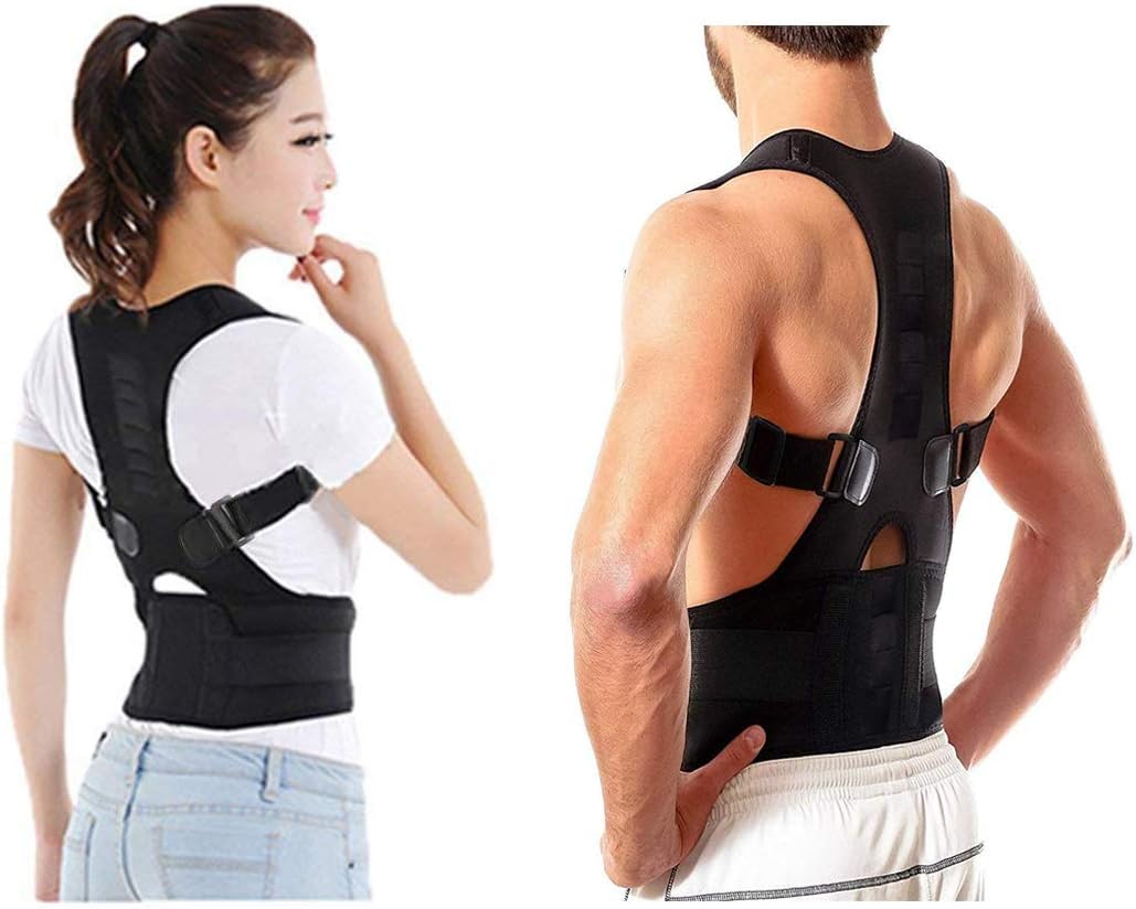 Saundarya Men's and Women's Posture Support Belt, Shoulder Support and Back Brace (Black, Size M)