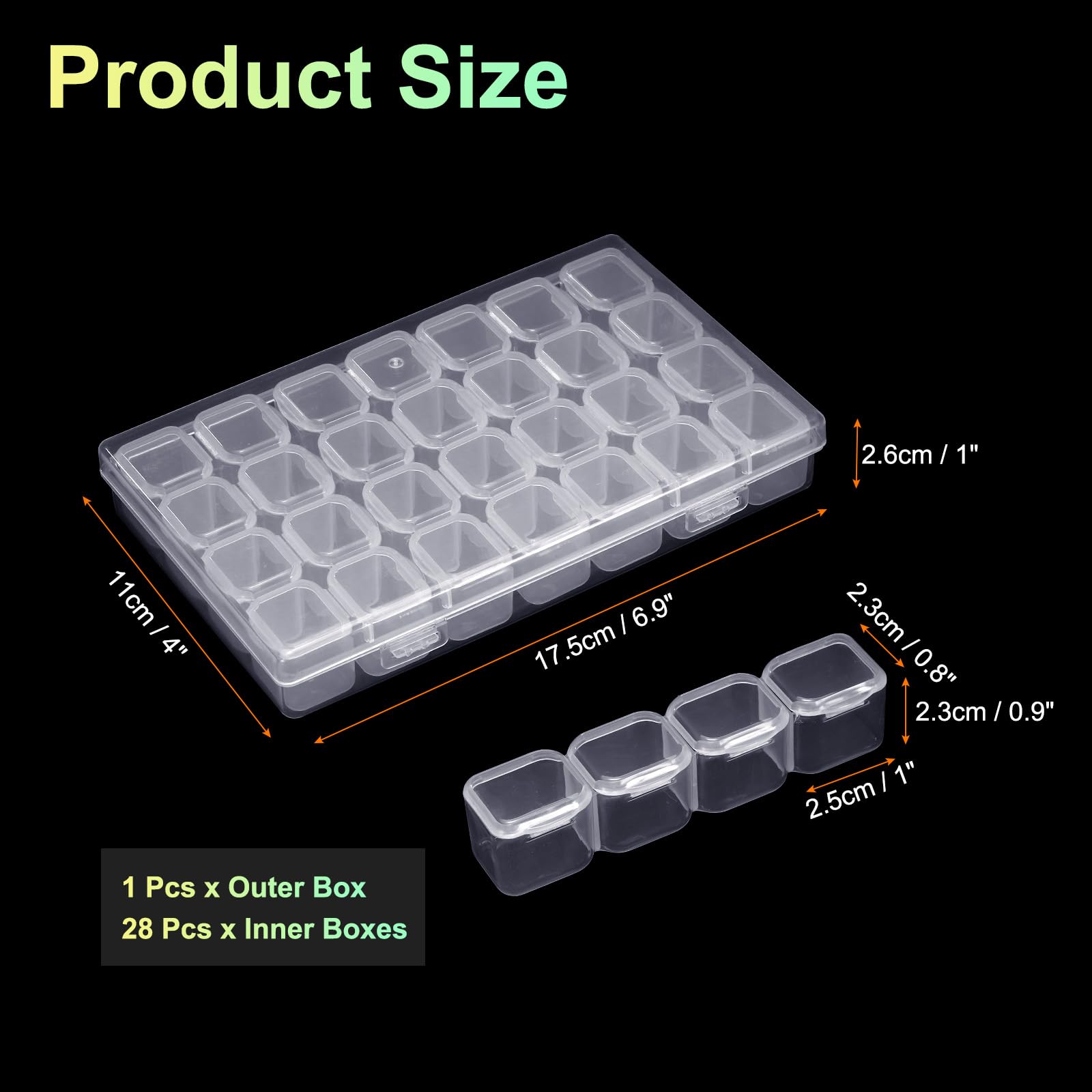 HARFINGTON Bead Organizer Box Diamond Art Containers 2pcs Rectangular Plastic Storage Case 56pcs Mini Clear Bead Storage Containers Boxes for Jewelry Beading Crafts