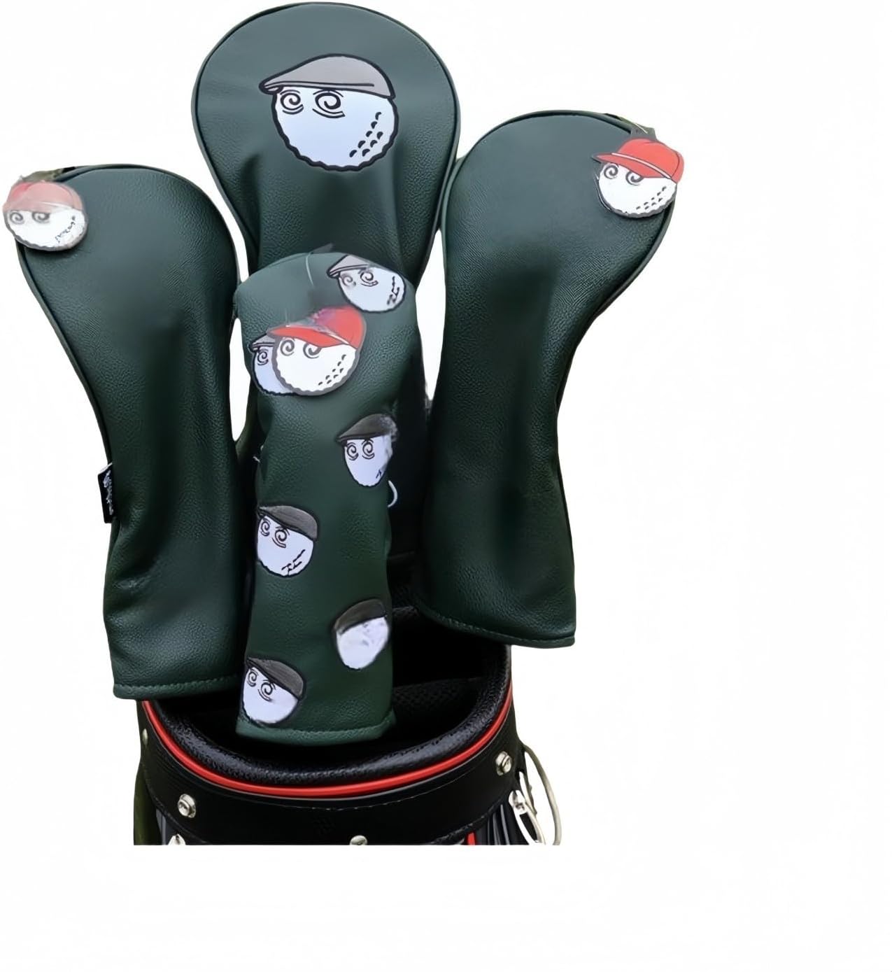 ゴルフクラブカバーセット PUレザー 刺繍ヘッドカバー ドライバー/フェアウェイウッド/ユーティリティ対応 番手ダイヤル付き 保護カ