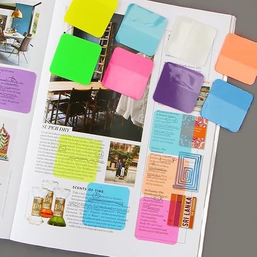 Miniatura 6 de 160 hojas de notas adhesivas transparentes, de colores, transparentes, impermeables, bloc de notas adhesivas para anotar libros y suministros