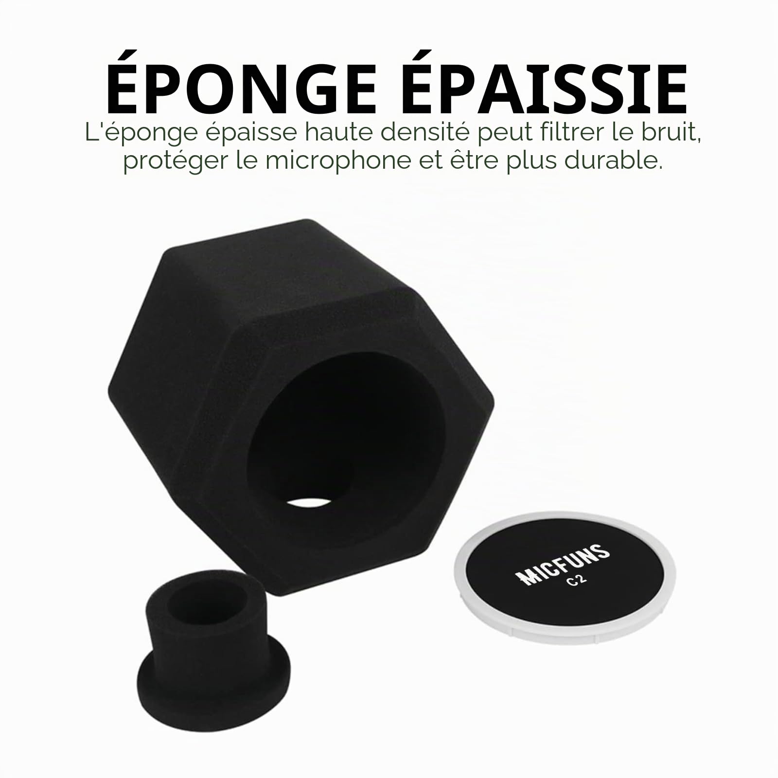 C2 Filtre anti-pop pour microphone - Filtre anti-pop - Filtre d'enregistrement acoustique et bruit - Réduction des reflets - Couverture insonorisée de 45 à 60 mm