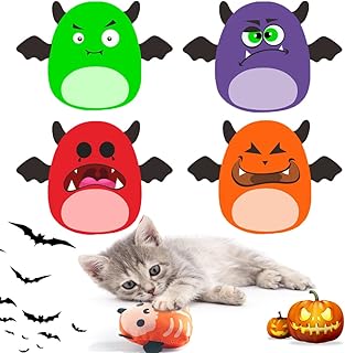 Biubiucat Catnip Toys Interactive Cat: 4PCS Cats Chew Plush Demon Toys/Pet Stuffed Nip Pillow/Kitten Best Kicker Toy/Cute and Soft Teething Gifts for Kitty Moving Indoor