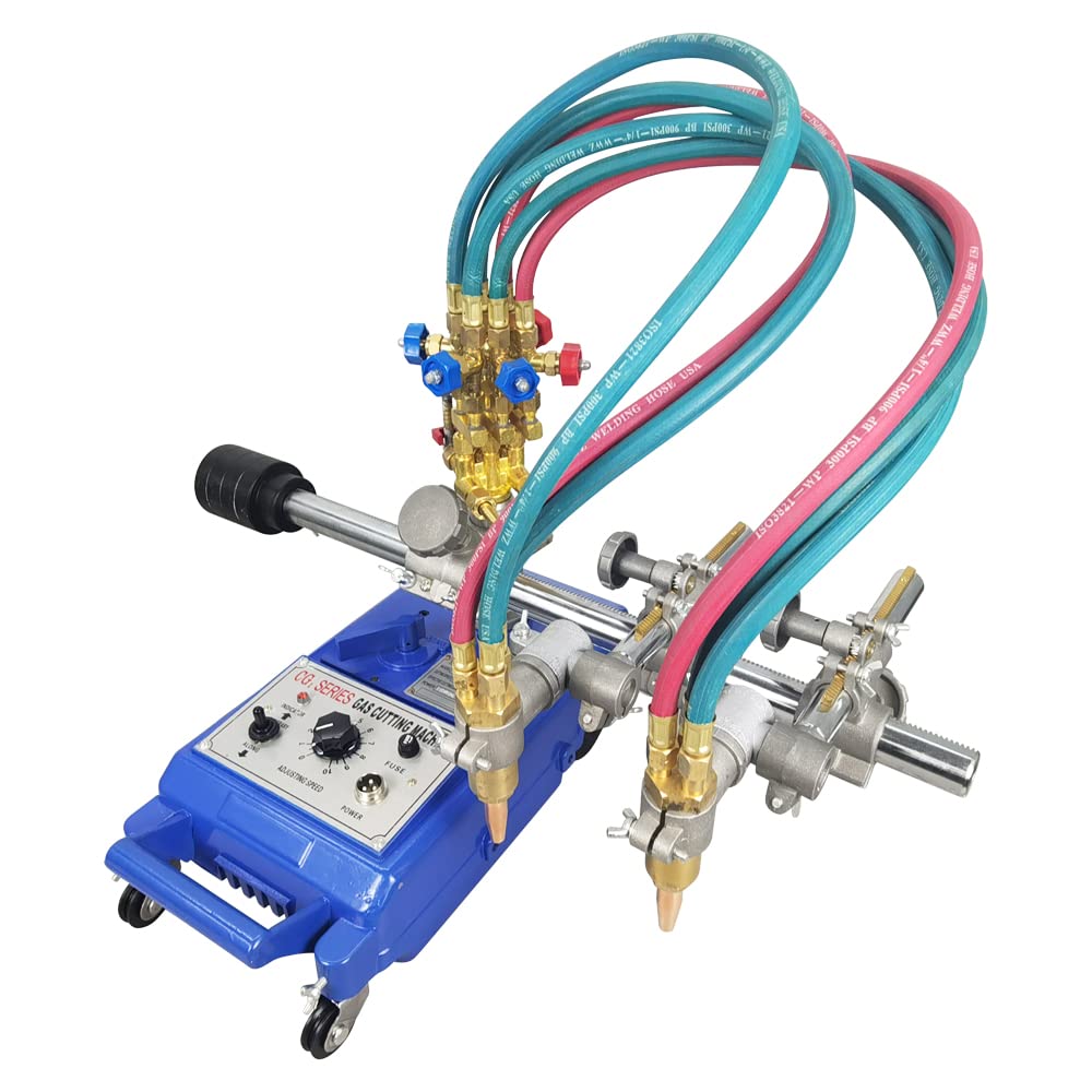 TECHTONGDA Torch Track Burner Torch Gas Cutting Machine Double Cutting Torch Gas Cutting Machine Semi-Automatic Pipe Torch Cutter CG1-100C 110V