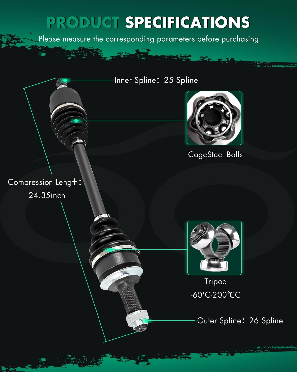 SCITOO Front Left CV Axle Shaft Assembly Compatible with 2006-2015 for Honda Civic 1.8L 66-4232 Driver Side