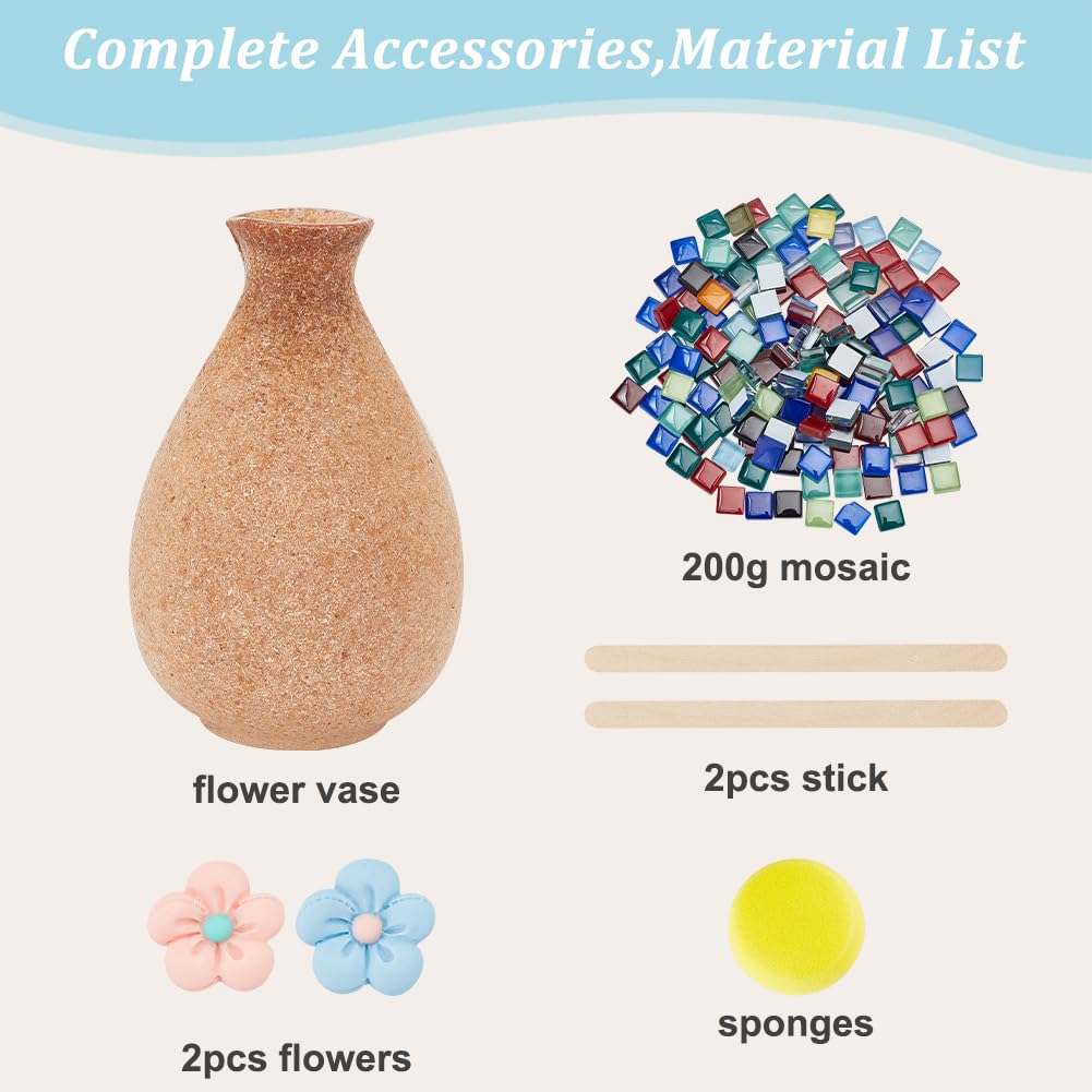 WEBEEDY Kit per pittura a mosaico fai da te, vaso di fiori, kit per