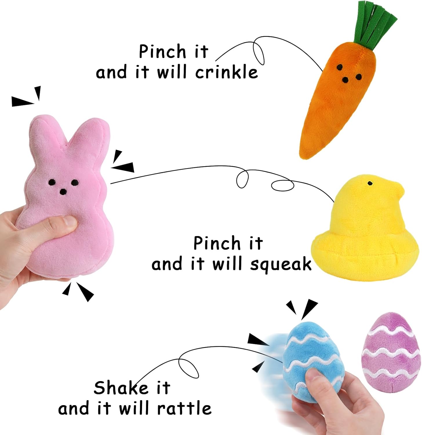 Bunny Chorus My First Easter Basket Stuffers for Babies, 6ct Personalized Baby's First Easter Basket Playset, Peep Bunny Chick Carrot Egg Gifts for Infants Boys Girls Kids Toddlers