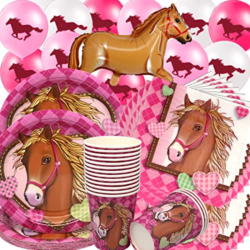 Partystrolche Pferde-Servietten Für Kindergeburtstag - 16 Stück Mit Pony-Motiv