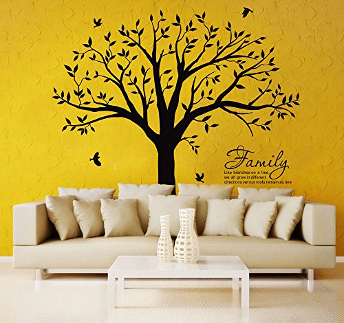 Lskoo Large Family Tree Wall Decal With Family Llike Branches On A Tree Wall Decals Wall Sticks Wall Decorations For Living Room (Black) #TOP2