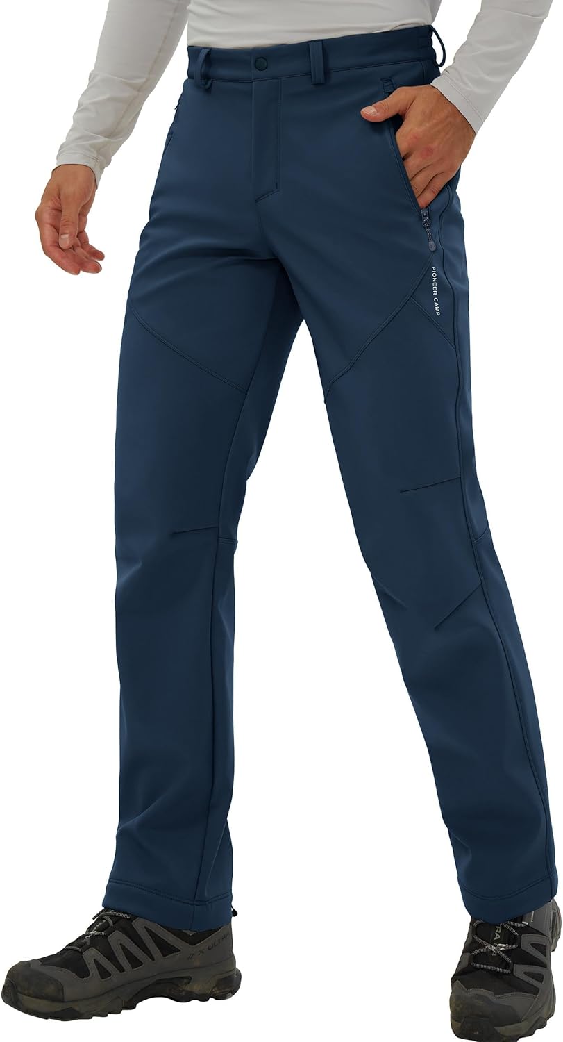 Pioneer Camp Mens Snow Pants,Ski Fleece Lined Insulated Softshell Waterproof Hiking Winter Warm Outdoor Work Pant Snowboard