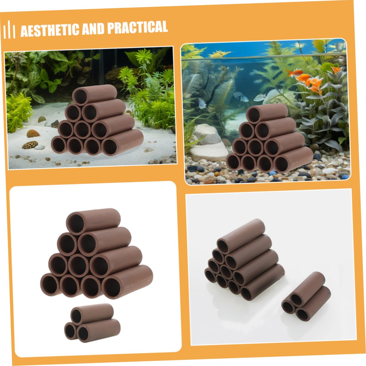 COLLBATH 2pcs Grotte Cachette Aquarium en Poterie Abri Élevage Crevettes et Poissons Décor Stérilisé