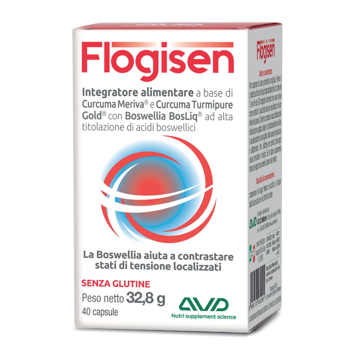 AVD REFORM | Flogisen – Formula con Curcuma Meriva, Turmipure Gold e Boswellia BosLiq per stati di tensione localizzata - 40 capsule - Prodotto in Italia