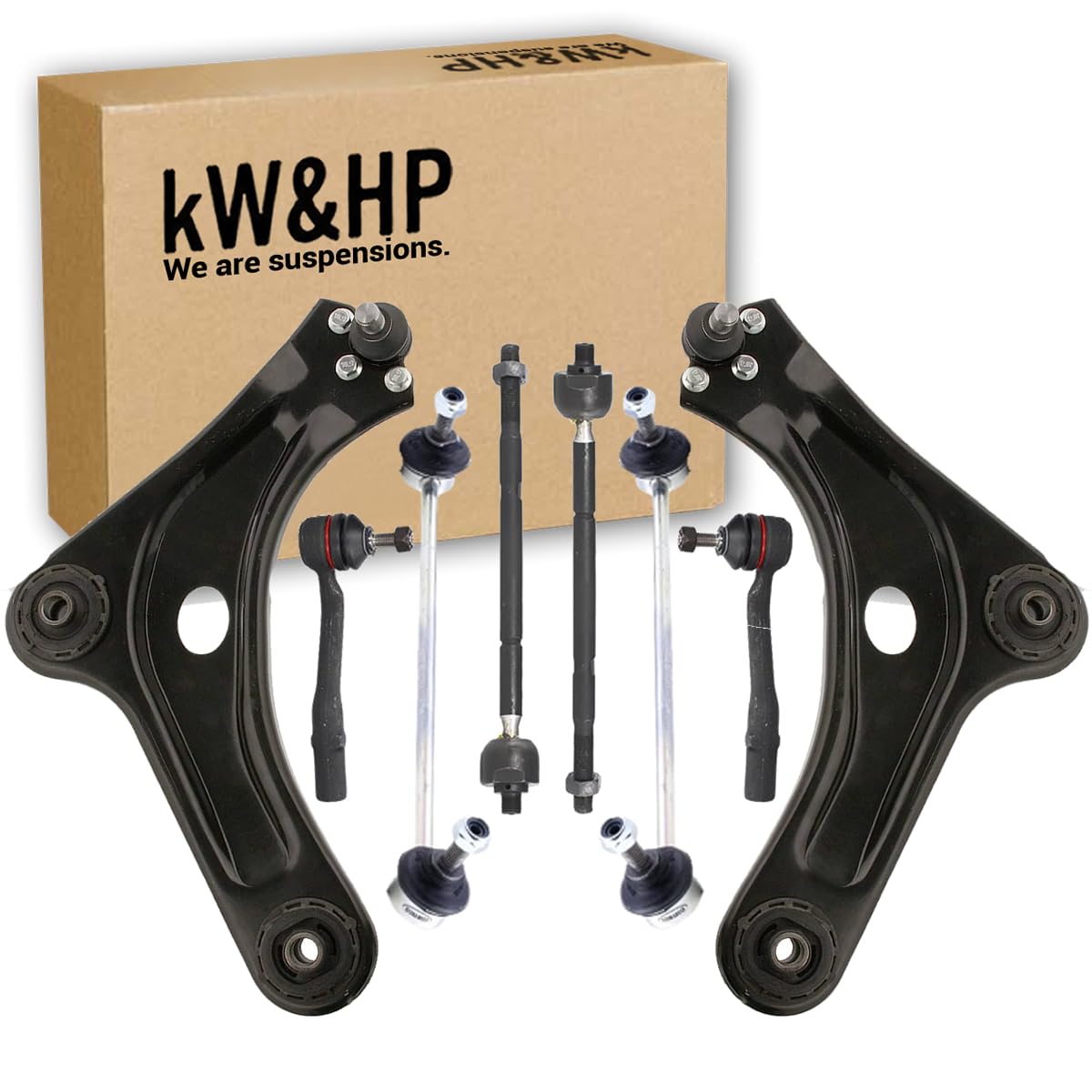KIT 8PZ COPPIA BRACCI OSCILLANTI BIELLETTE TESTINE E TIRANTI ASSIALE ANTERIORI DX/SX PER CITROEN C2 C3 PEUGEOT 1007