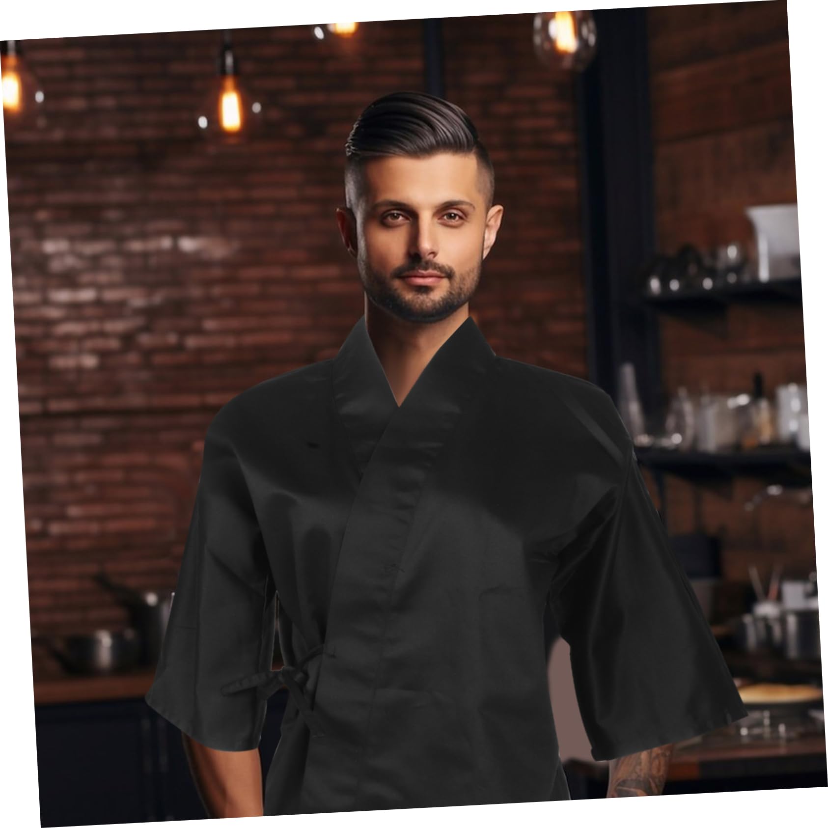 Baluue Ropa de Chef Japonesa Chaqueta Kimono para Sushi Bares Restaurantes de Cocina Material Refrescante