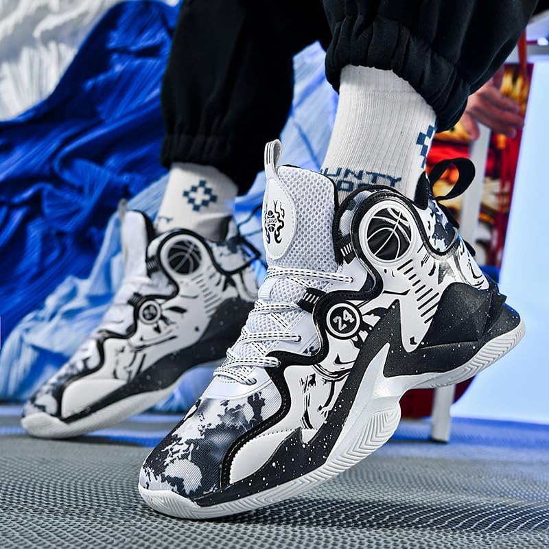 [LUUSMM] バスケットシューズ バッシュ ジュニア バスケットボールシューズ メンズ ハイカットスニーカー 大人 滑り止め スポーツ靴 おしゃれ 履きやすい 人気 運動靴 厚底 体育館シューズ アウトドア 日常着用