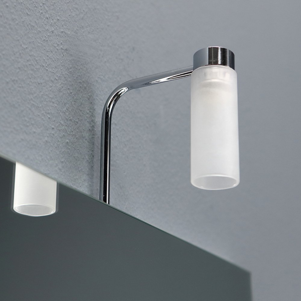 Kiamami Valentina - Mobile Bagno Sospeso 56 CM + Lavabo in Ceramica | Specchio a Filo Lucido incluso | Porta Asciugamani Cromato | Adatto a Spazi Ridotti, Bianco, Metallo