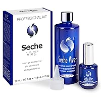 Vista 1 de Seche Vive - Kit profesional, capa superior de efecto gel instantáneo para esmalte de uñas, repuesto de 4 onzas y 0.5 onzas