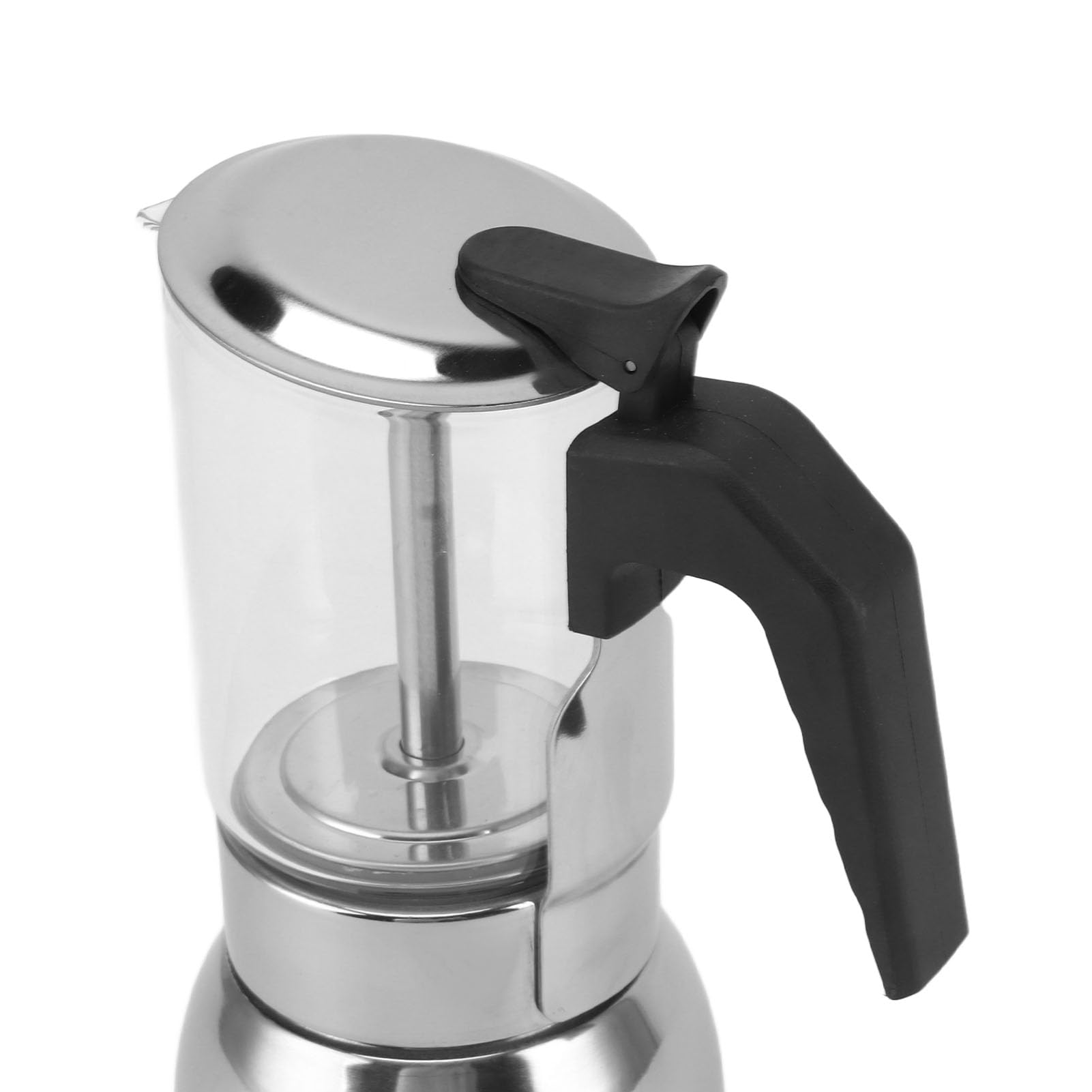 Olla Moka de Vidrio Borosilicato y Acero Inoxidable, Fácil de Usar, Segura y Saludable, para Inducción, Estufas, Sin BPA, Válvula de Seguridad Italiana (4 taza)