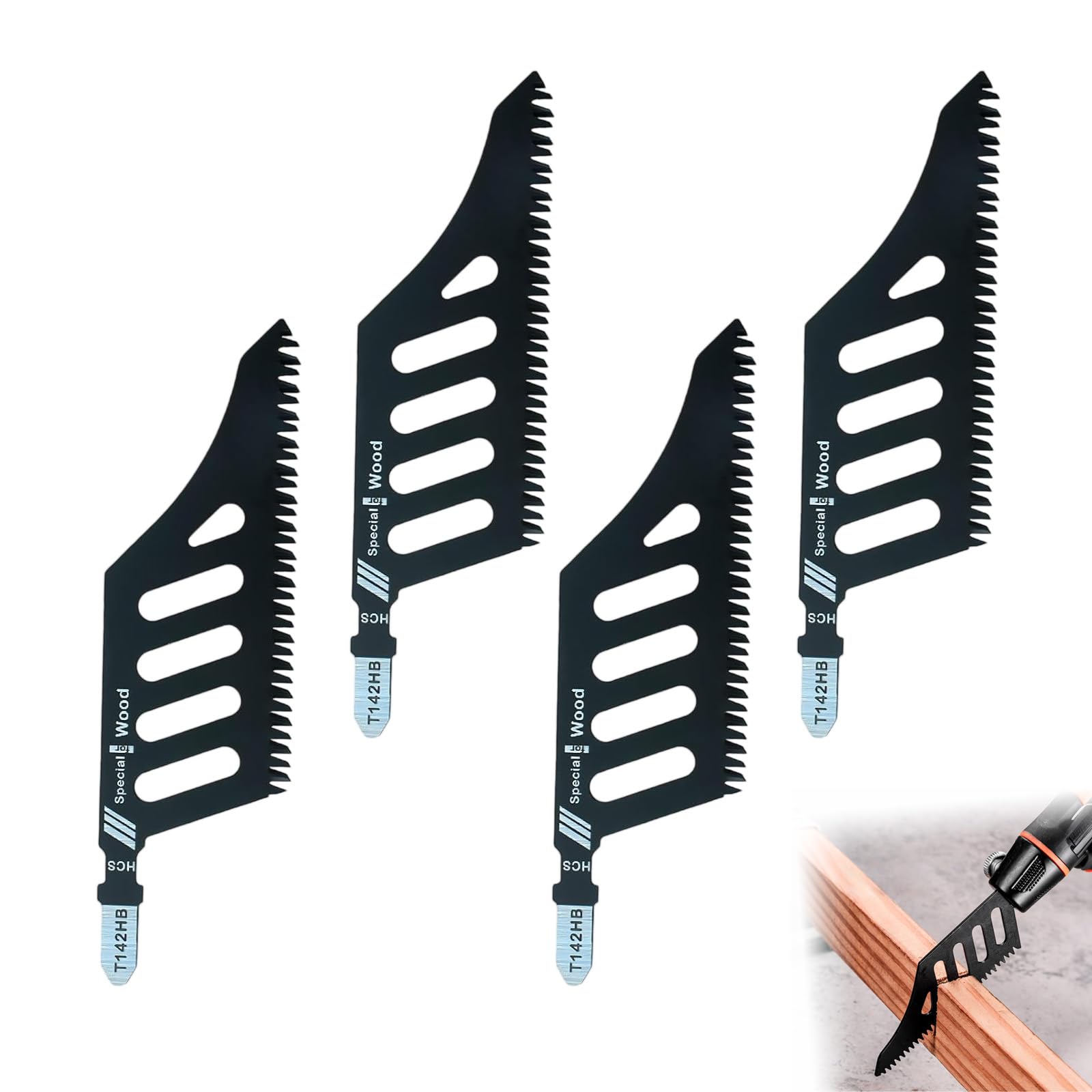 4 Pcs 112 mm T-Shank Carbon Steel Flush-Cutting Jigsaw Blades