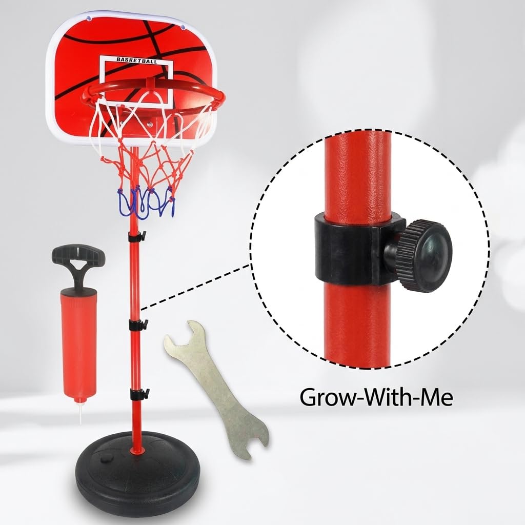 Canestro Basket per Bambini Altezza Regolabile, per Interni ed Esterni con Supporto