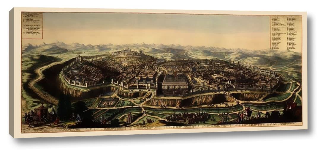 Jerusalem Israel Panoramic - 1690 by Unknown - 16" x 38" Canvas Art Print Gallery Wrapped - Ready to Hang